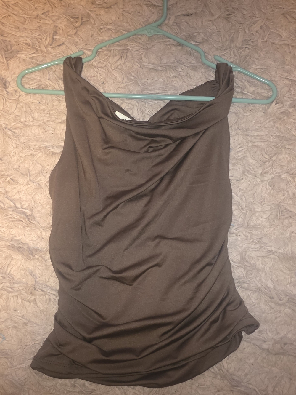 Women's Draped Neck Tank Top - Brown
